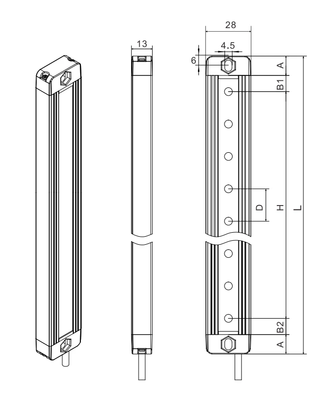 SIZE EB13 Ultra-thin Safety Light Curtain