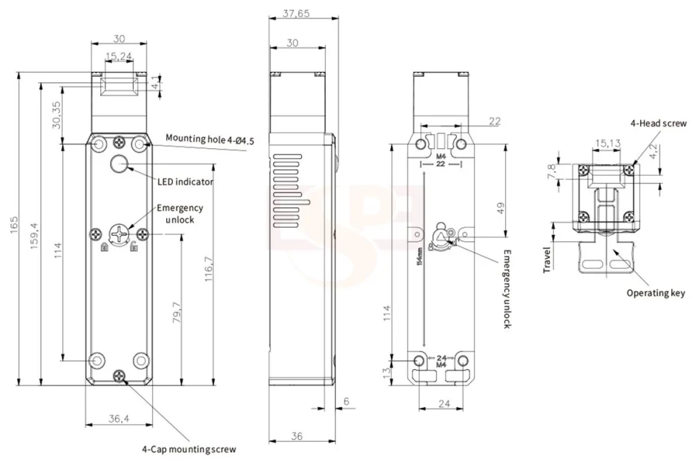 SIZE SLM11 Safety Door Switch(4 contacts)