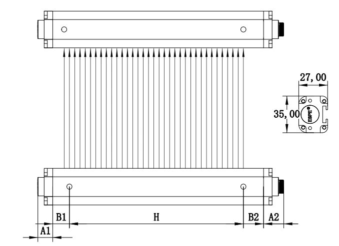 size ESCH Central Correction Light Curtain Sensor Series