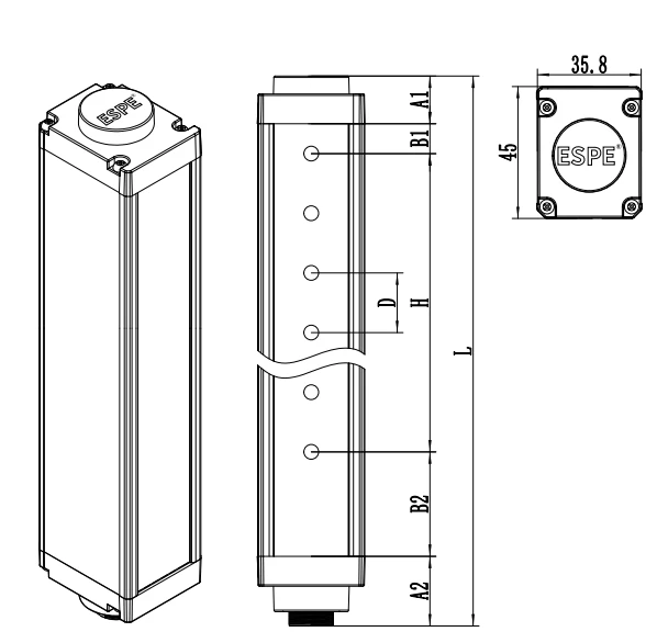 size ESCL Measuring Light Curtain Sensor Series