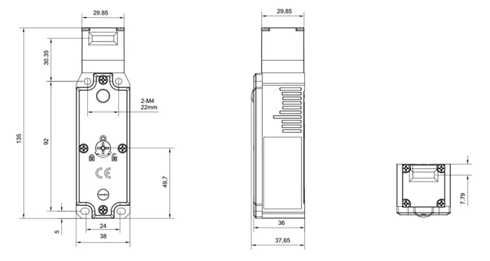 size SLM11 Safety Door Switch 2 contacts