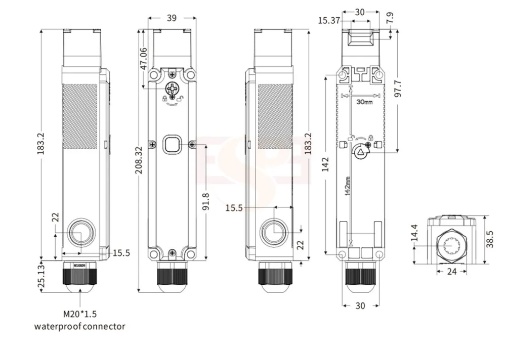 size SLM13 Safety Door Switch